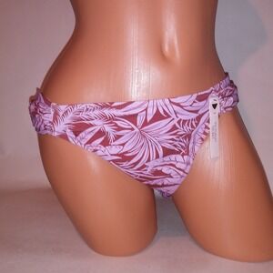 Victoria Secret Swim Bikini Bottom XL Ginger Purple Side Ruffle Floral Tropical